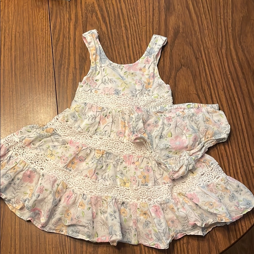 Tommy Bahama Pink and Blue Ruffled Smocked Sundress